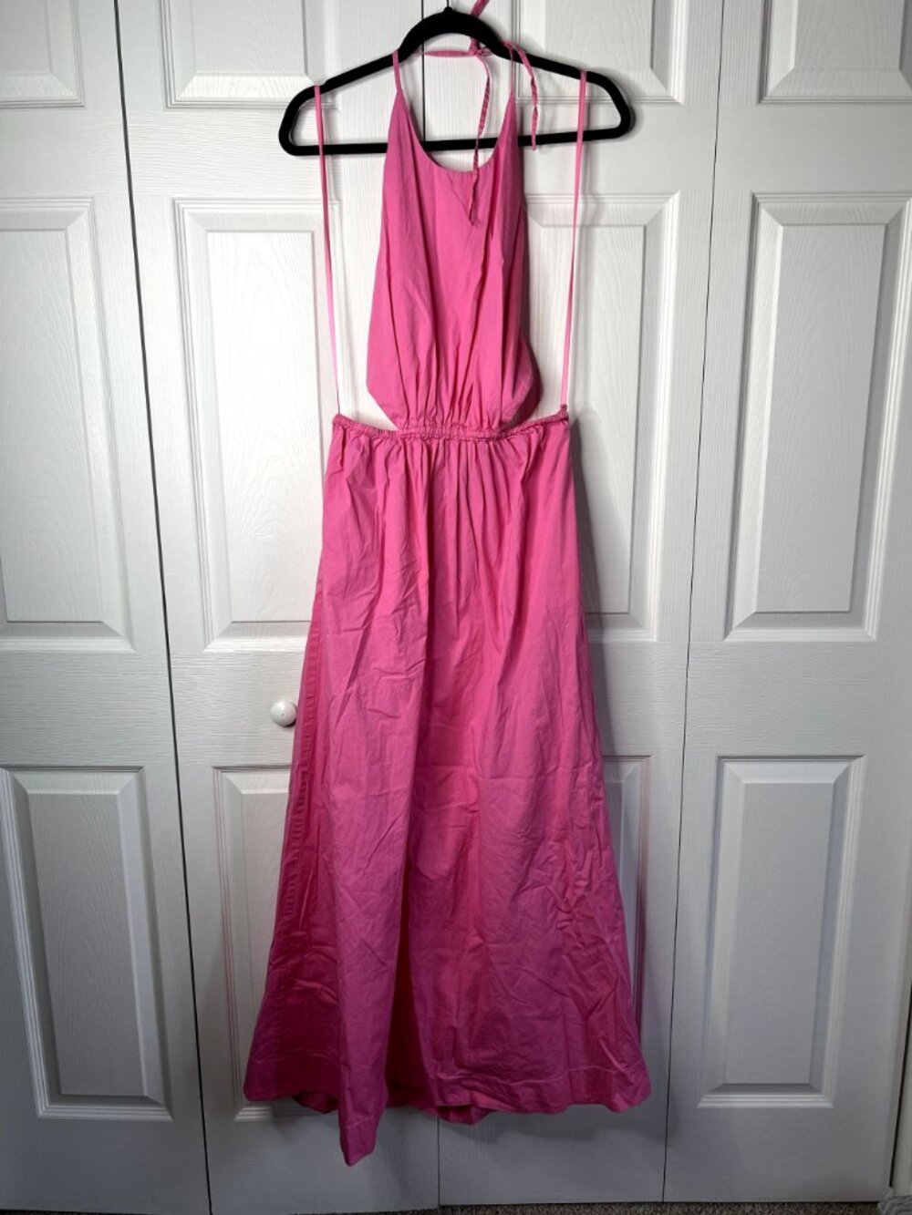 STAUD Apfel Pink Halter Cutout Sleeveless Maxi Dress Women's Size Large L - Picture 4 of 12